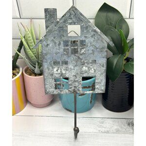 Galvanized Metal House-Shaped Wall Hook With Rustic Finish